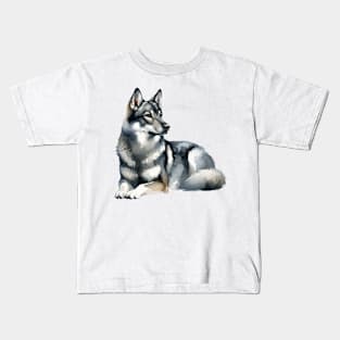 Norwegian Elkhound Watercolor - Beautiful Dog Kids T-Shirt